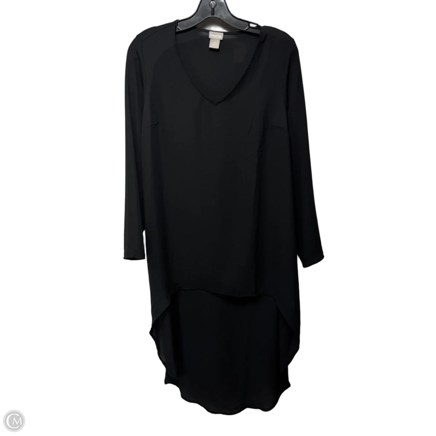 High Low Blouse Long Sleeve Drama Tunic By Chicos In Black, Size: M