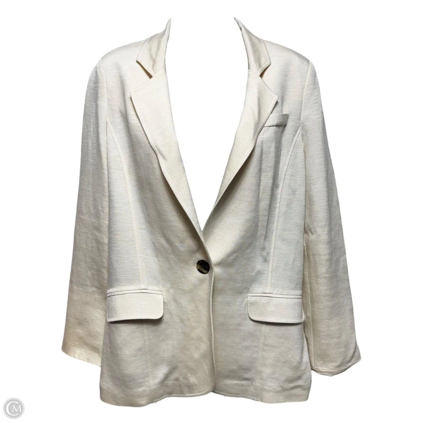 Liam Silk & Linen Boyfriend Blazer By Tibi In Cream, Size: 4