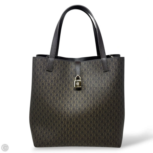 Matryoshka Locked M Shopping Bag In El Dorado Traveller Canvas with a Sequoia Leather Effect Designer By Carolina Herrera, Size: Large