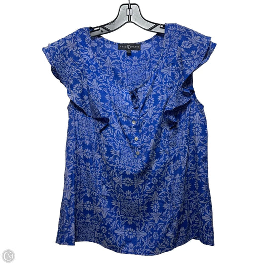 Top Short Sleeve By Fred David In Blue & Grey, Size: Mp
