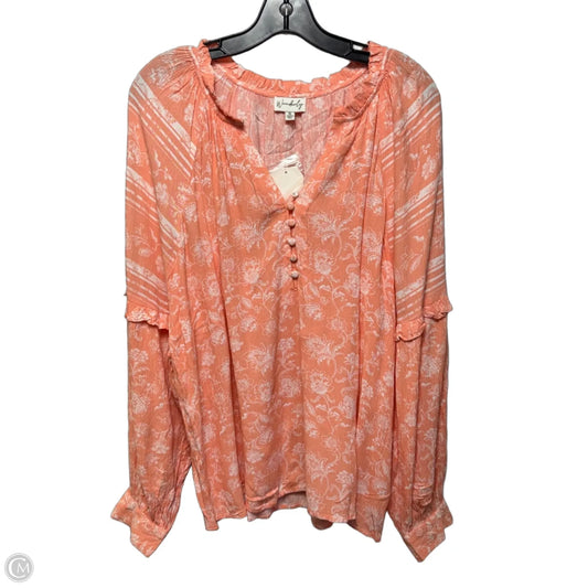 Top Long Sleeve By Wonderly In Peach, Size: Xl
