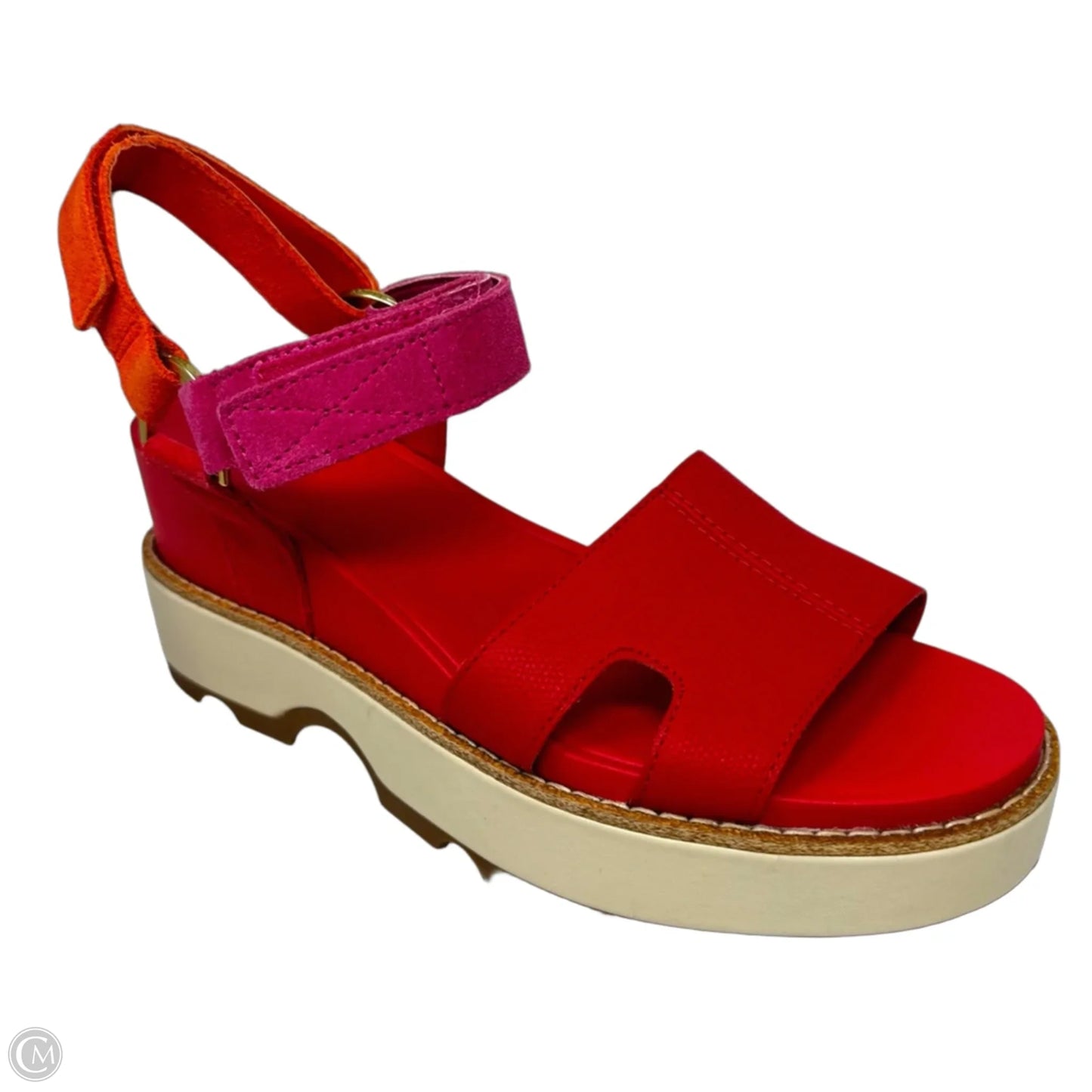 Joanie Sandals Heels Block By Sorel In Orange & Red, Size: 8.5