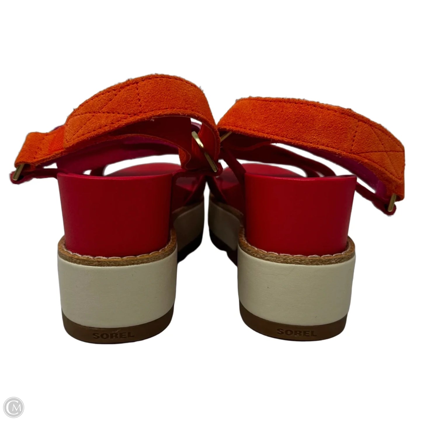 Joanie Sandals Heels Block By Sorel In Orange & Red, Size: 8.5