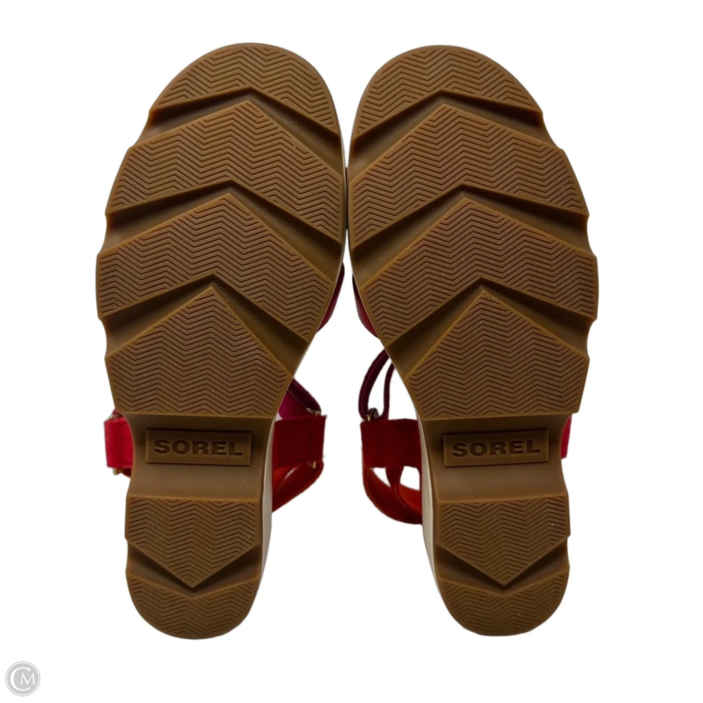 Joanie Sandals Heels Block By Sorel In Orange & Red, Size: 8.5