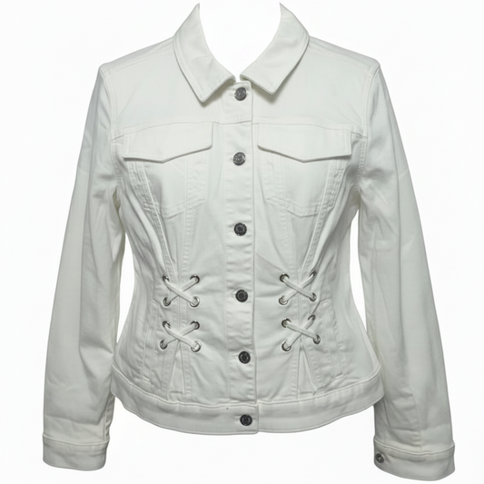 Jacket Denim By White House Black Market In White, Size: M