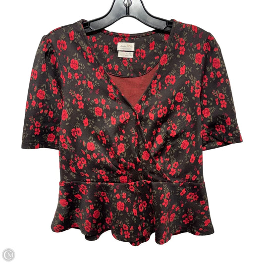 Top Short Sleeve By Meadow Rue by Anthropologie In Floral Print, Size: S