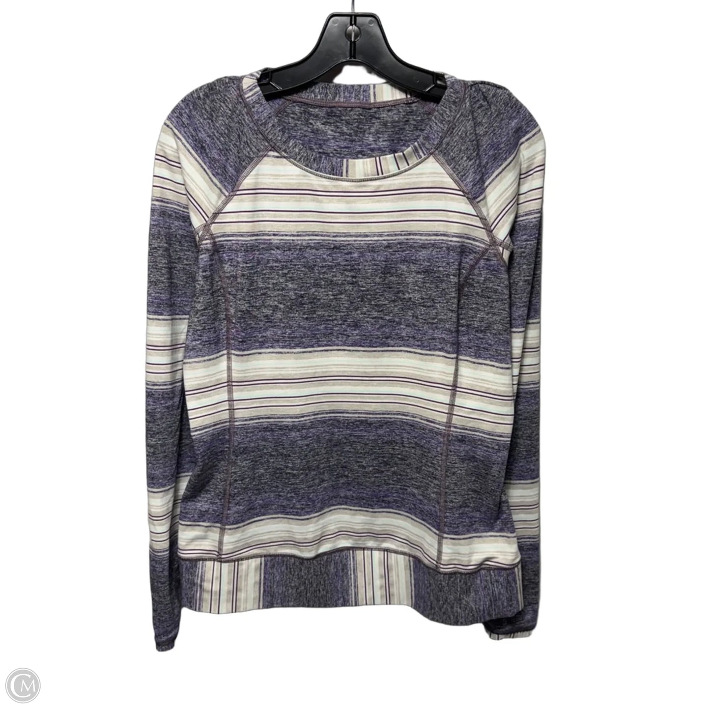 Athletic Top Long Sleeve Collar By Lululemon In Striped Pattern, Size: 10