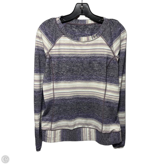 Athletic Top Long Sleeve Collar By Lululemon In Striped Pattern, Size: 10