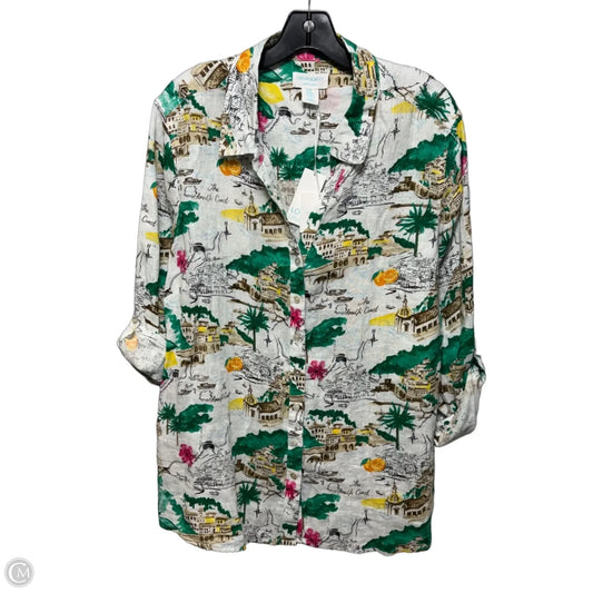 Linen Top Long Sleeve By Cynthia Rowley In Multi-colored, Size: 2x