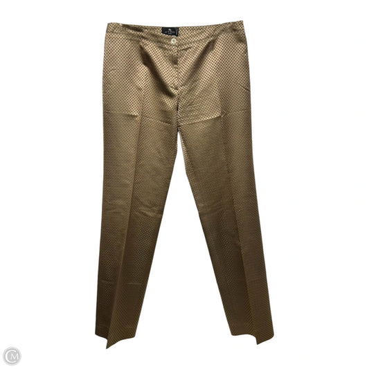 Metallic Jacquard Straight Pants By Etro In Gold & Green, Size: M (IT 44/US 10)
