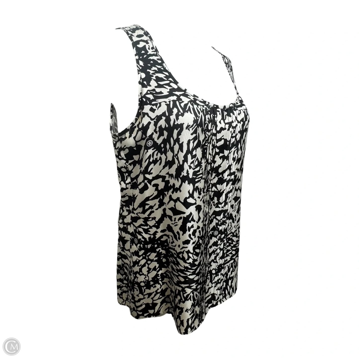 Silk Top Sleeveless Designer By Tory Burch In Black & White, Size: 8
