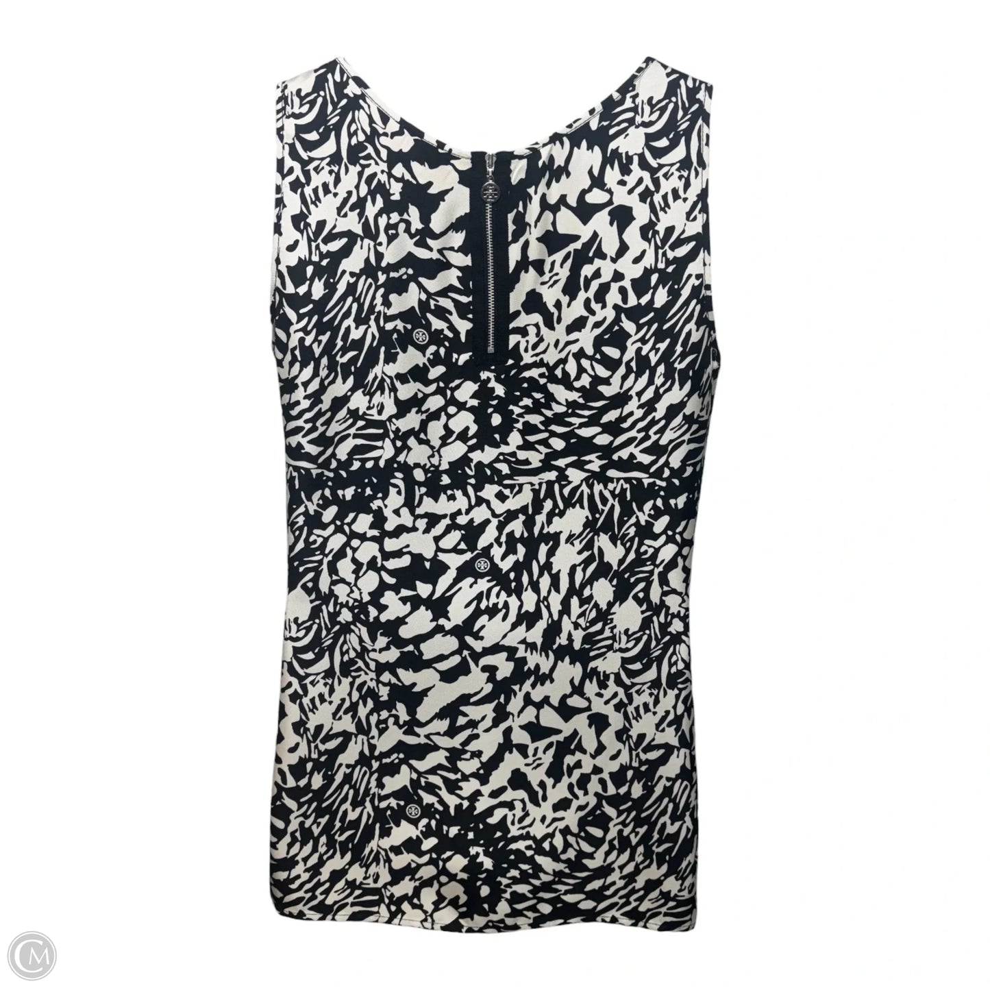 Silk Top Sleeveless Designer By Tory Burch In Black & White, Size: 8