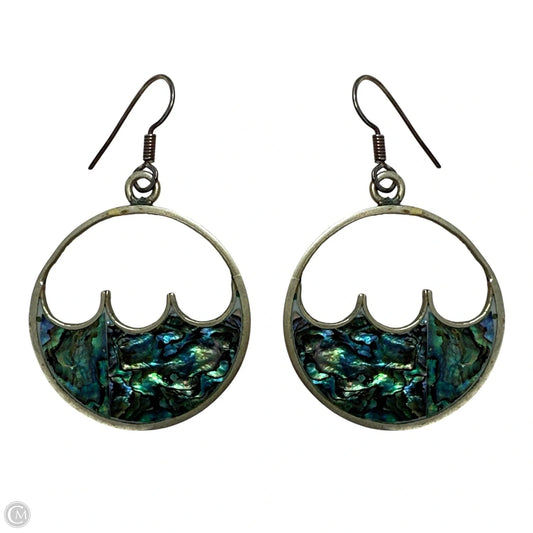 Vintage Aplaca Mexican Sterling Silver & Inlay Abalone Shell Dangle  Earrings