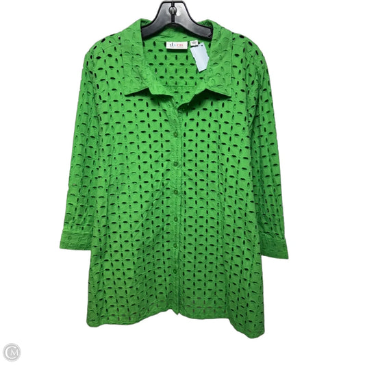 Top 3/4 Sleeve By D&co. In Green, Size: 2x