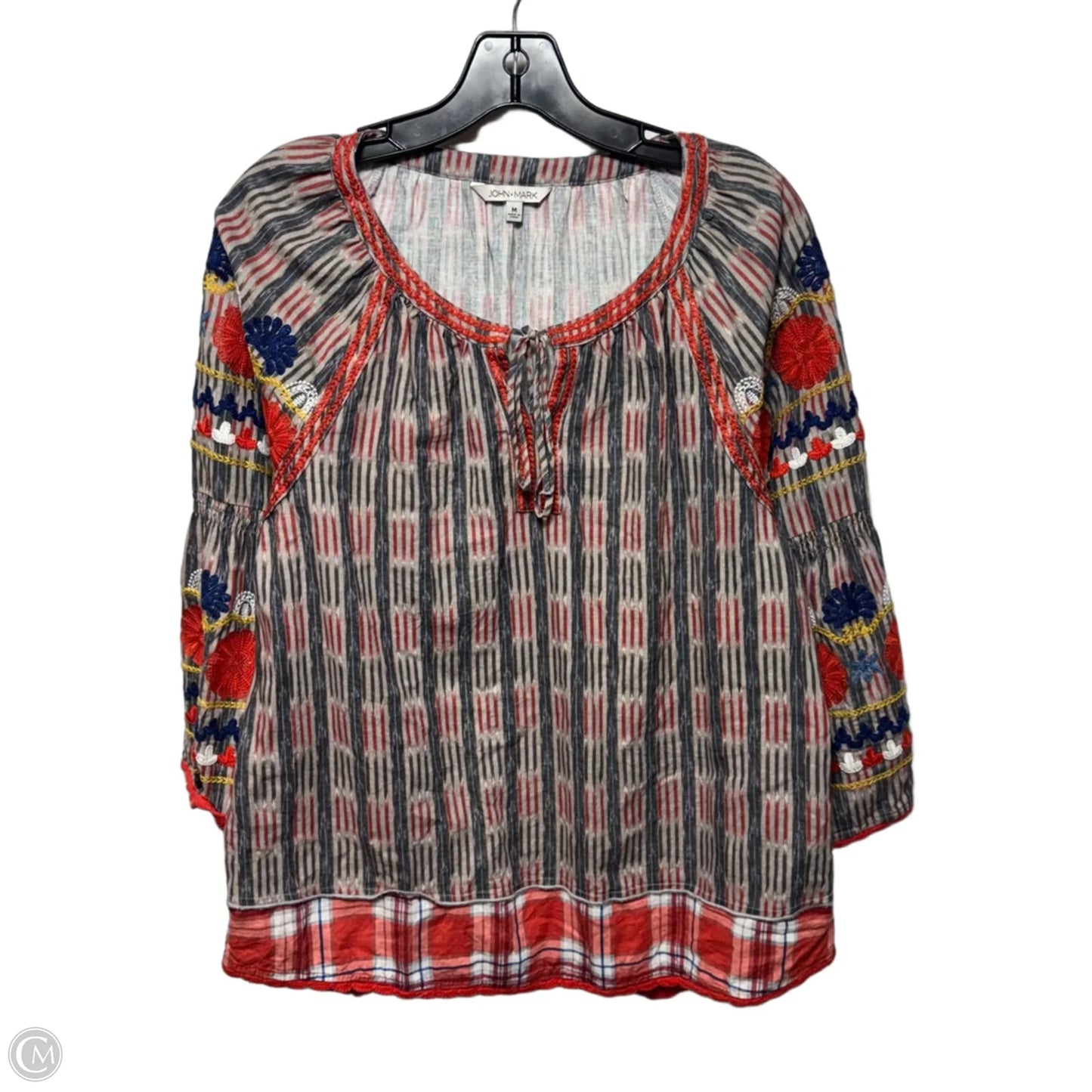 Top Long Sleeve By John Mark In Striped Pattern, Size: M