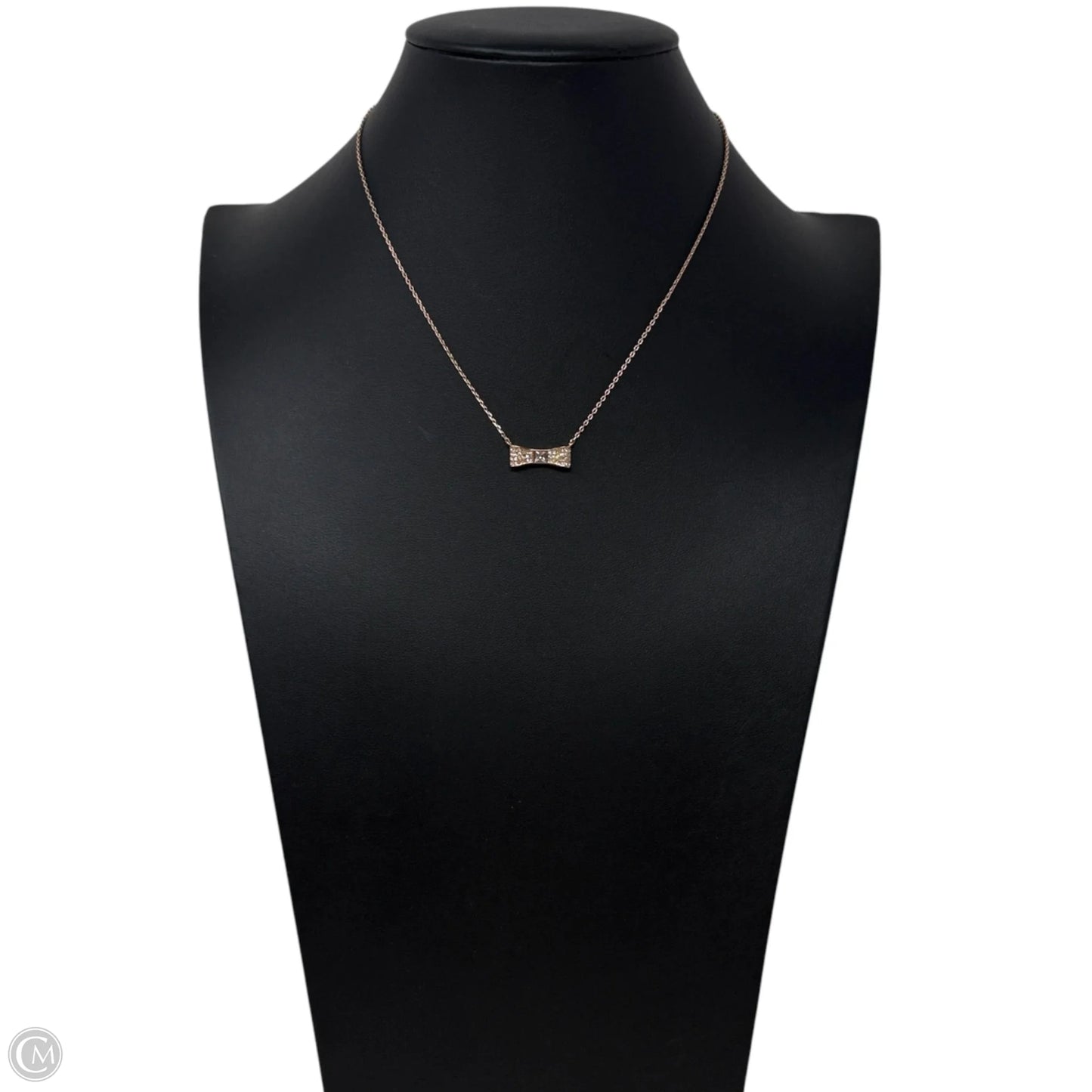 Ready Set Bow Pave Bow Mini Pendant Necklace in Clear/ Rose Gold Designer By Kate Spade