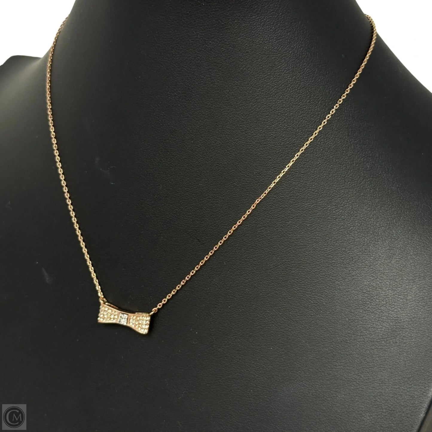 Ready Set Bow Pave Bow Mini Pendant Necklace in Clear/ Rose Gold Designer By Kate Spade