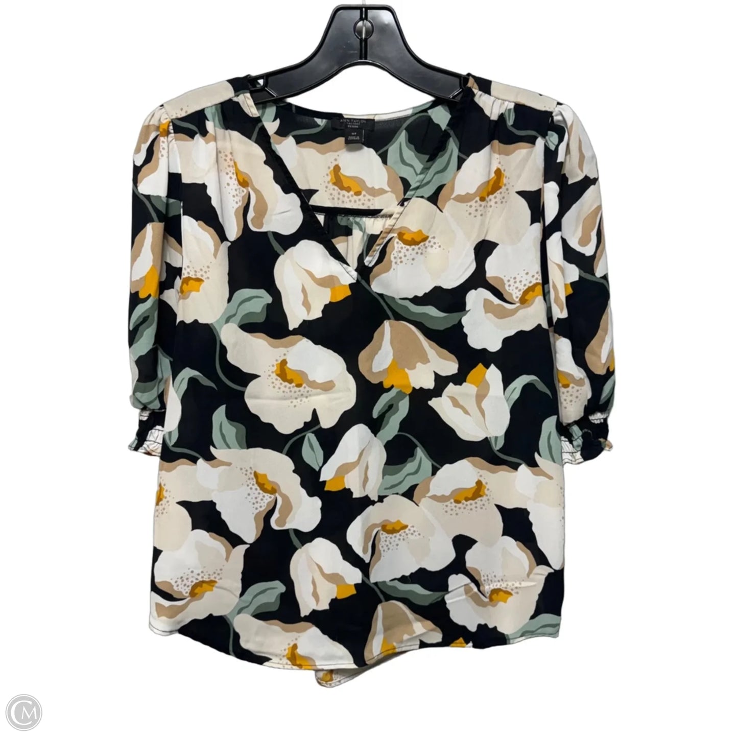 Top Short Sleeve By Ann Taylor In Floral Print, Size: Mp