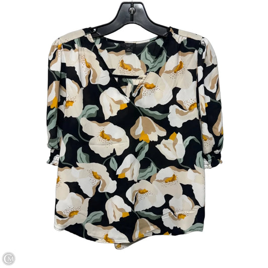 Top Short Sleeve By Ann Taylor In Floral Print, Size: Mp