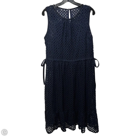 Eyelet Side Tie Dress Casual Midi By Chicos In Navy, Size: 12