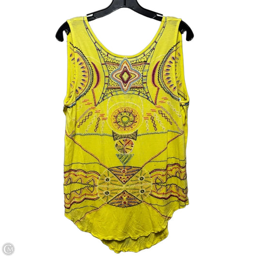 Side Split Beaded Embroidered Top Sleeveless By Free People In Yellow, Size: S