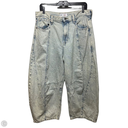 Horseshoe High Rise Barrel Leg Jeans By Old Navy In Blue Denim, Size: 10p