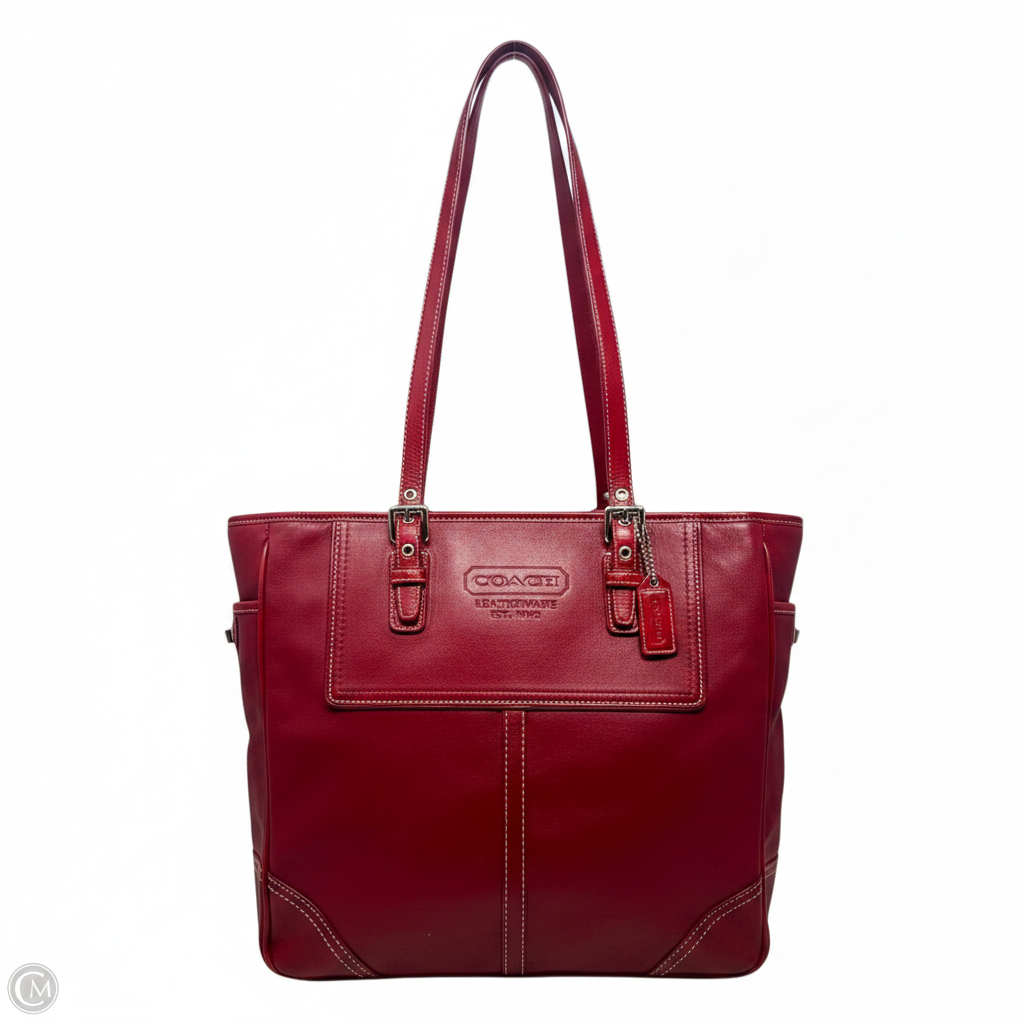 Vintage Gallery Leather Tote Designer By Coach, Size: Large