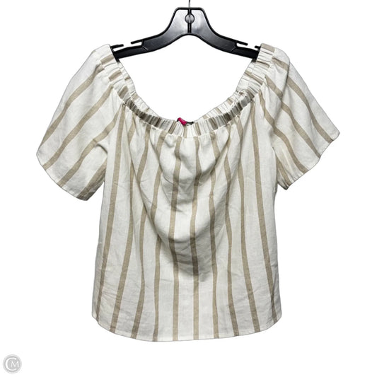 Linen Blend Off Shoulder Top Short Sleeve By Vince Camuto In Striped Pattern, Size: S