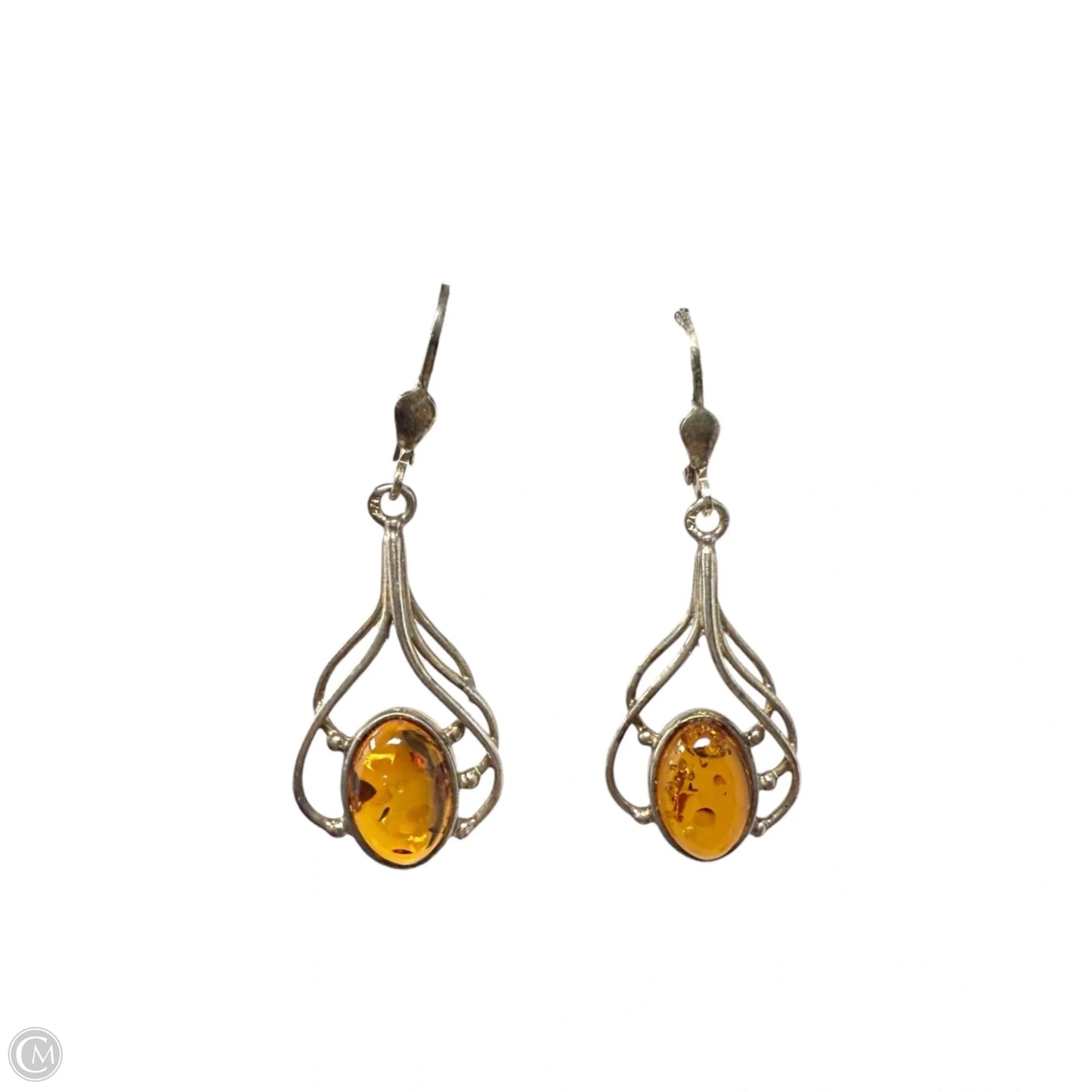 Sterling Silver & Baltic Amber Drop Earrings