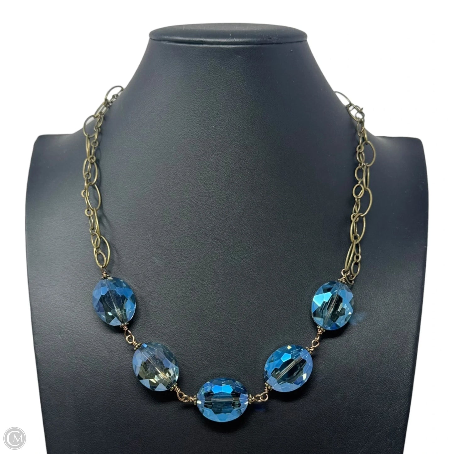 Blue Faceted Bead Chain Necklace