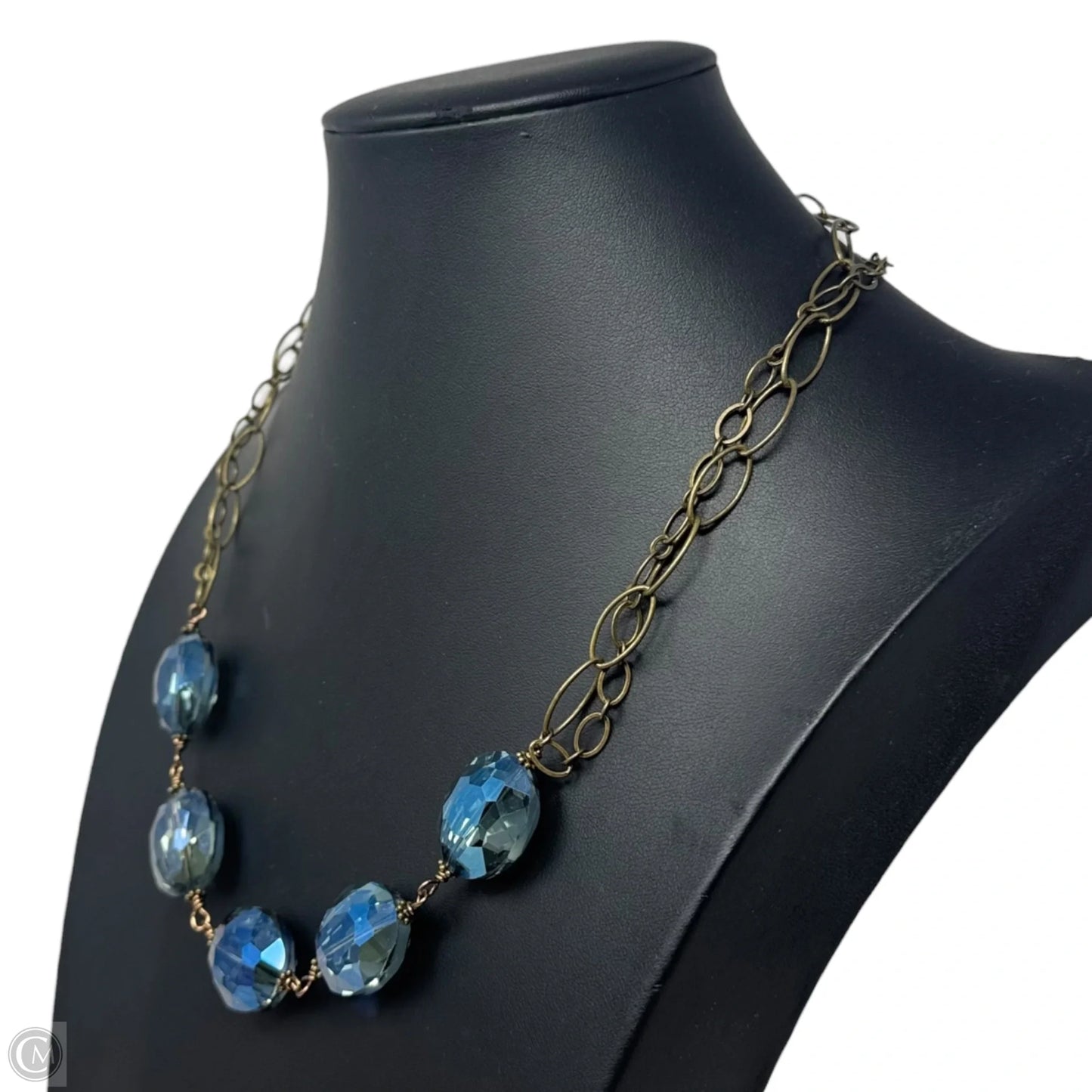 Blue Faceted Bead Chain Necklace