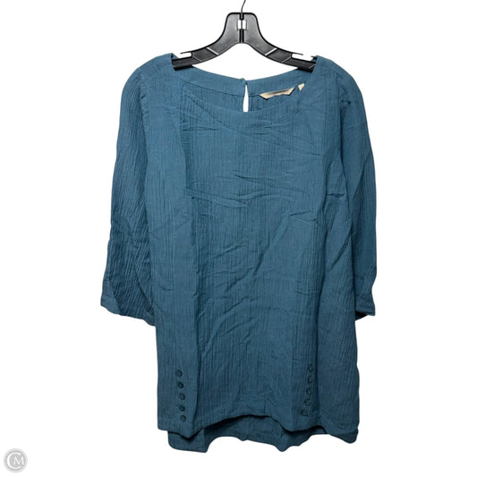 Ocean Gauze Tunic 3/4 Sleeve By Soft Surroundings In Mallard Blue, Size: M