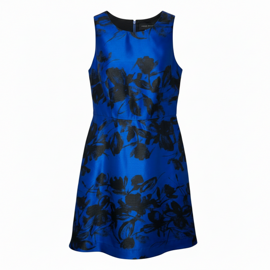 Floral Fit & Flare Dress By Donna Morgan In Black & Blue, Size: 6