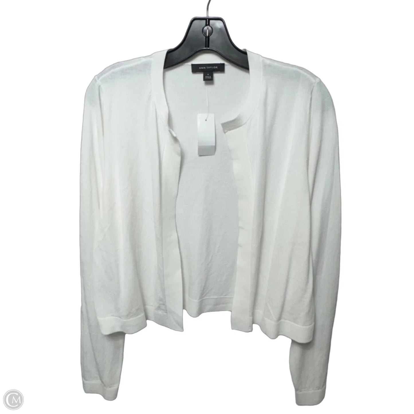 Sweater Cardigan By Ann Taylor In White, Size: M