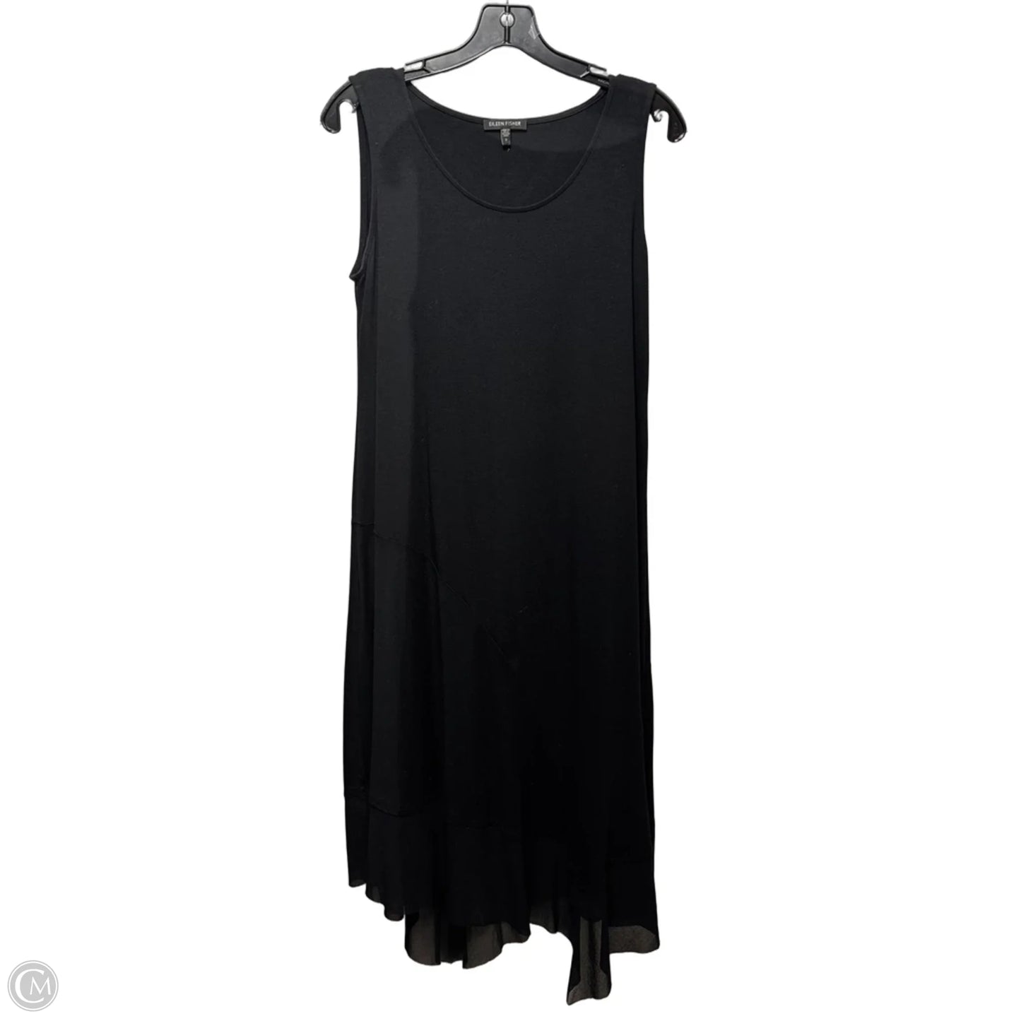 Asymmetrical Mesh Hem Dress Casual Midi By Eileen Fisher In Black, Size: S
