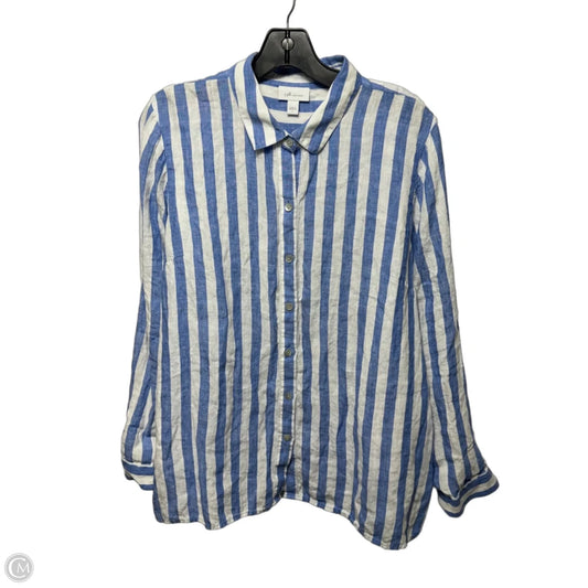 Linen Top Long Sleeve By J. Jill In Striped Pattern, Size: L
