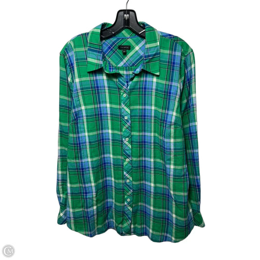 Top Long Sleeve By Talbots In Plaid Pattern, Size: Xl