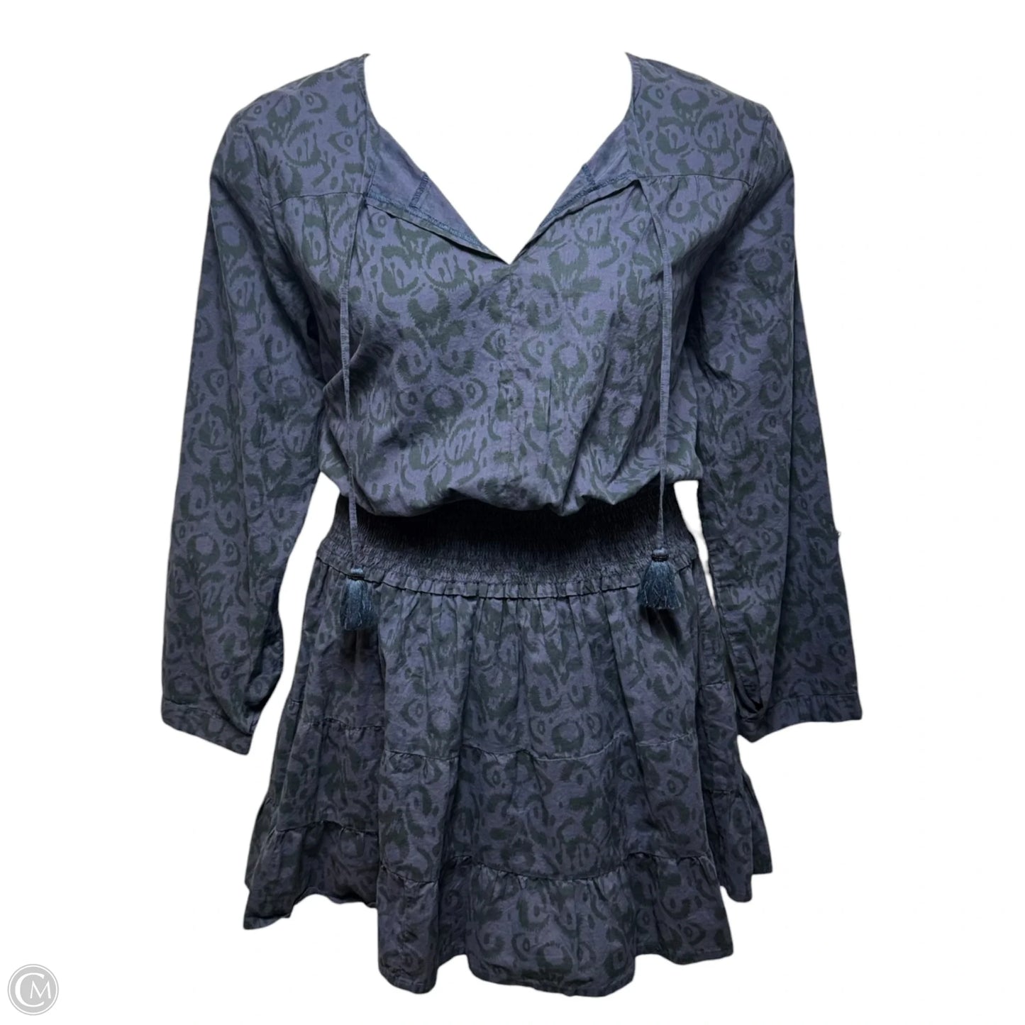 Long Sleeve Smocked Waist Mini Dress By La Plage In Purple, Size: L