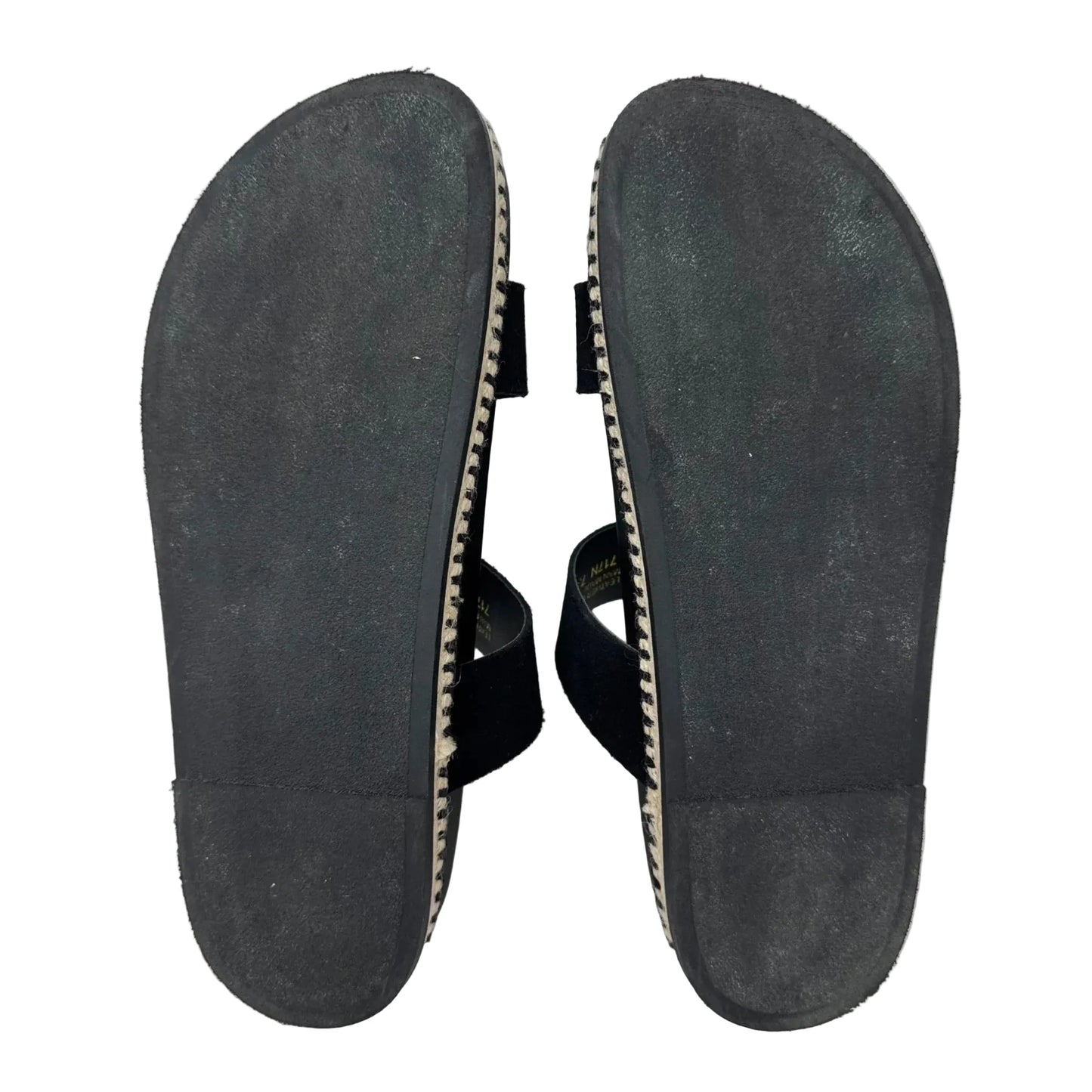 Suede Buckle Slide Sandals Flats By Mila Paoli In Black & Cream, Size: 7.5
