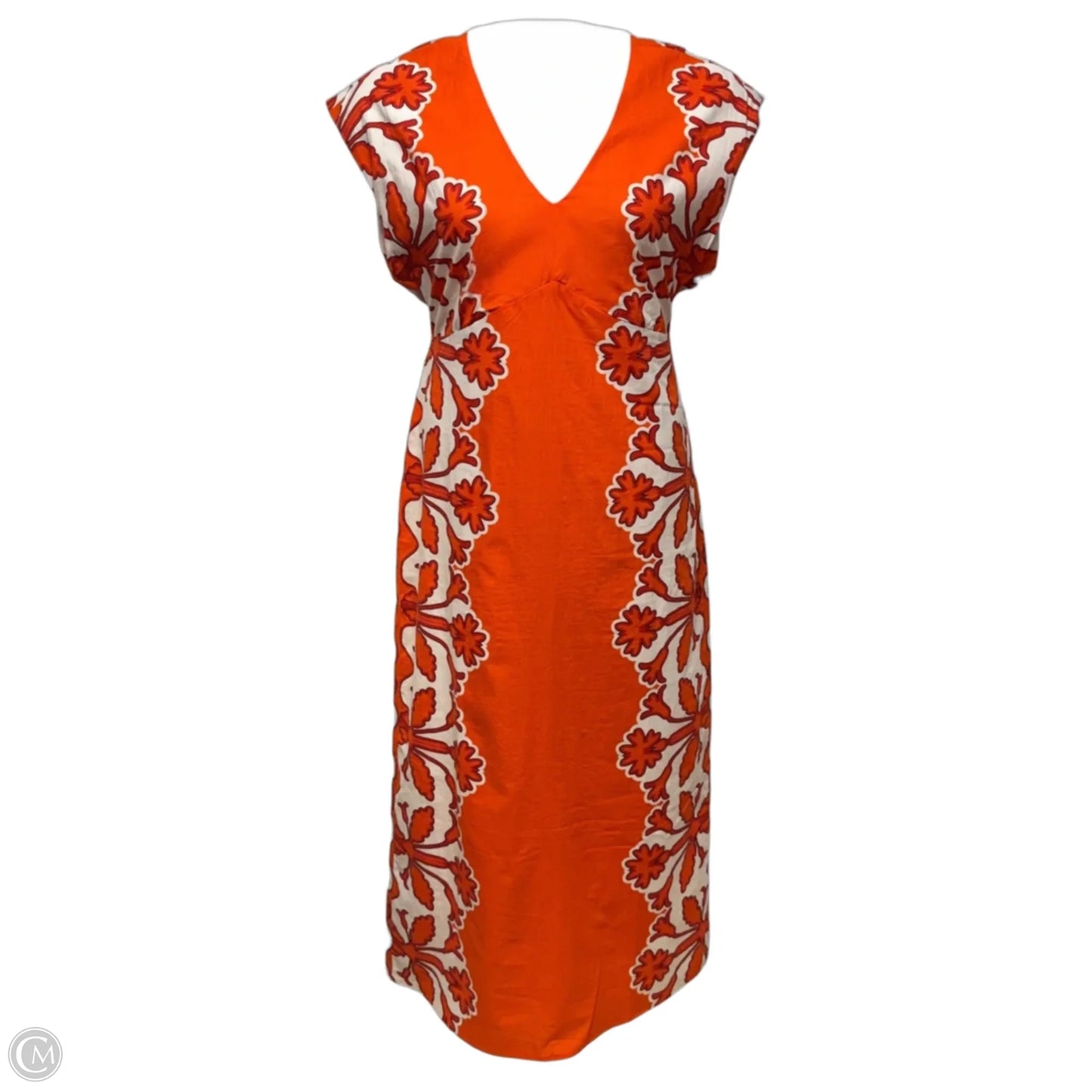 Cap Sleeve Maxi Dress By Anna Cate In Orange & White, Size: L