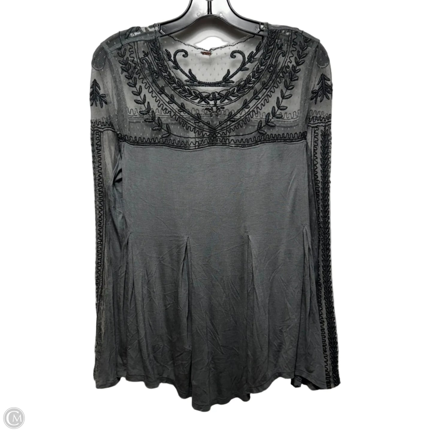 Jojo Mixed Media Long Sleeve Tee By Free People In Grey, Size: S (estimate)