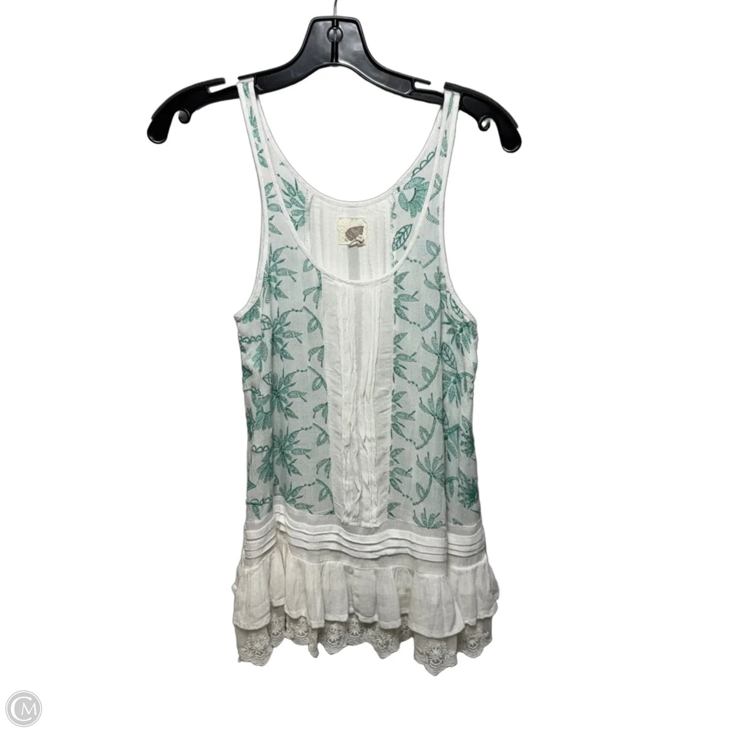 Top Sleeveless By Lilka In Green & White, Size: M