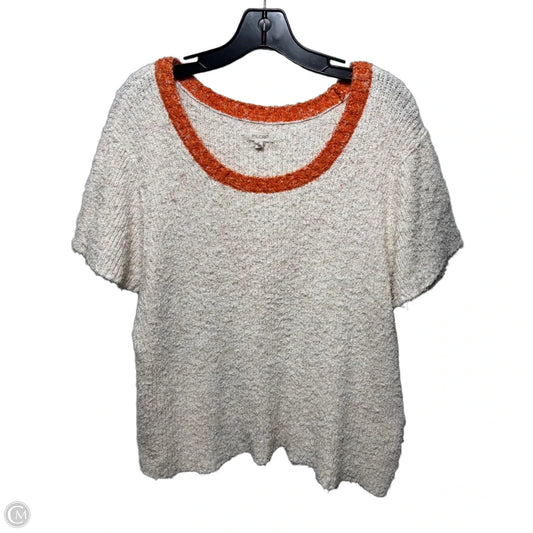 Top Short Sleeve By Pilcro In Cream & Orange, Size: 3x