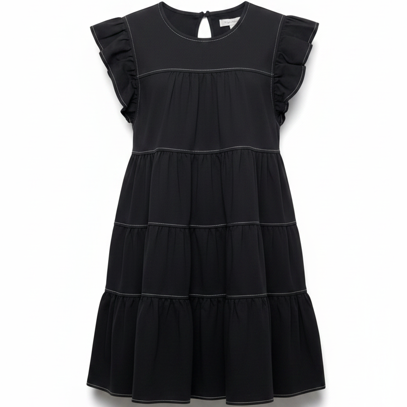 Contrast Stitch Mini Dress By Sofie The Label In Black, Size: L