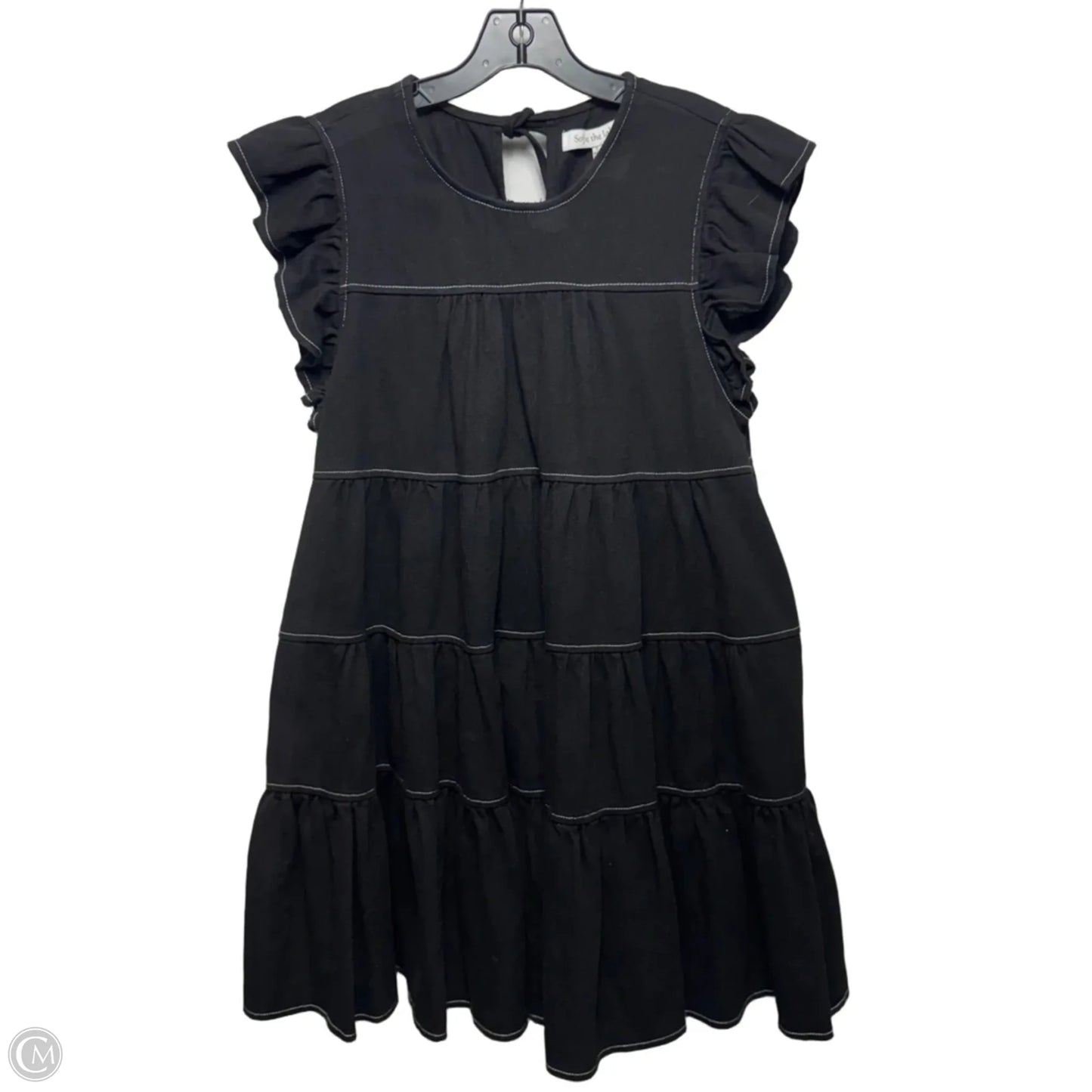 Contrast Stitch Mini Dress By Sofie The Label In Black, Size: L