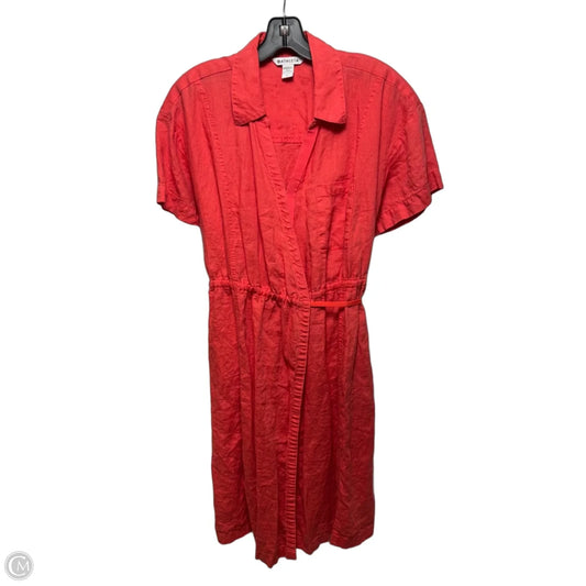 Linen Wrap Dress Casual Midi By Athleta In Coral, Size: 12