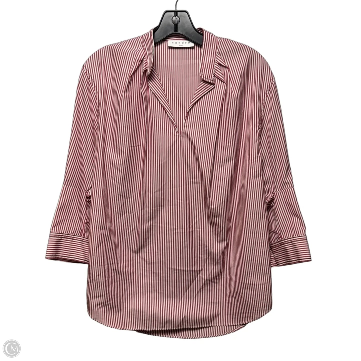 Cotton Popover Shirt Designer By Sandro In Striped Pattern, Size: 4 (1)