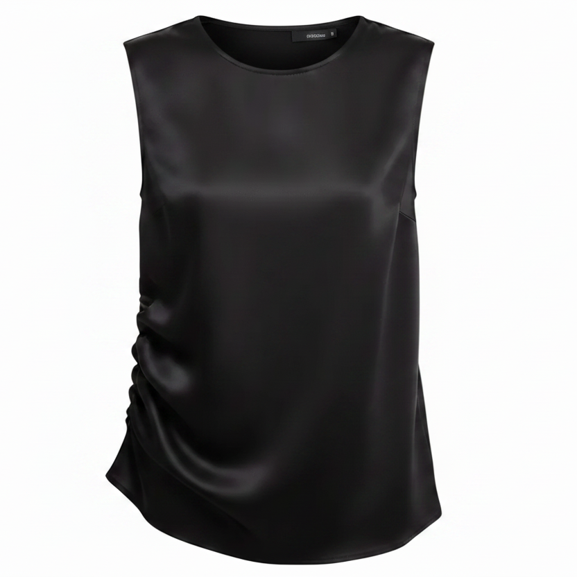 Asymmetrical Draped Top Sleeveless Luxury Designer By St John Collection In Black, Size: L
