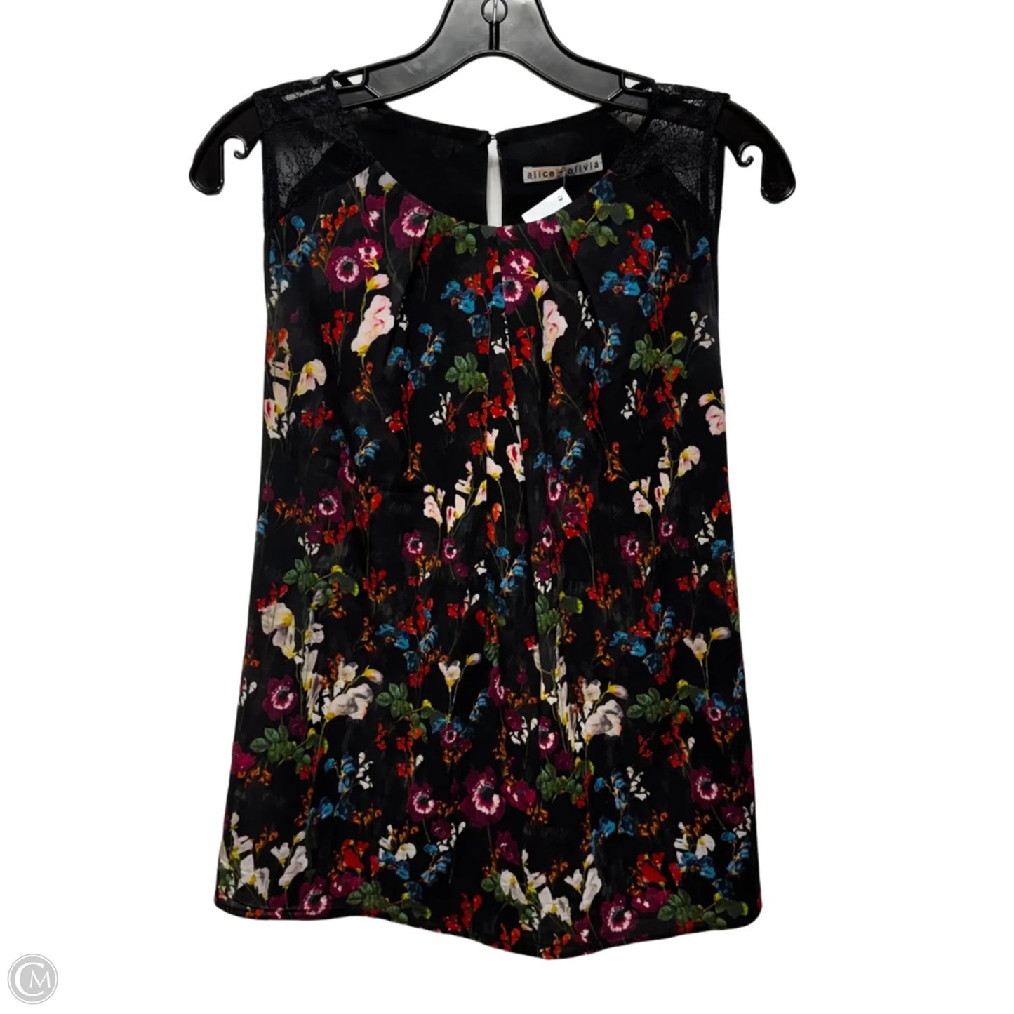 Bertha Silk Lace Trim Sleeveless Top Designer By Alice + Olivia In Floral Print, Size: L (estimated)