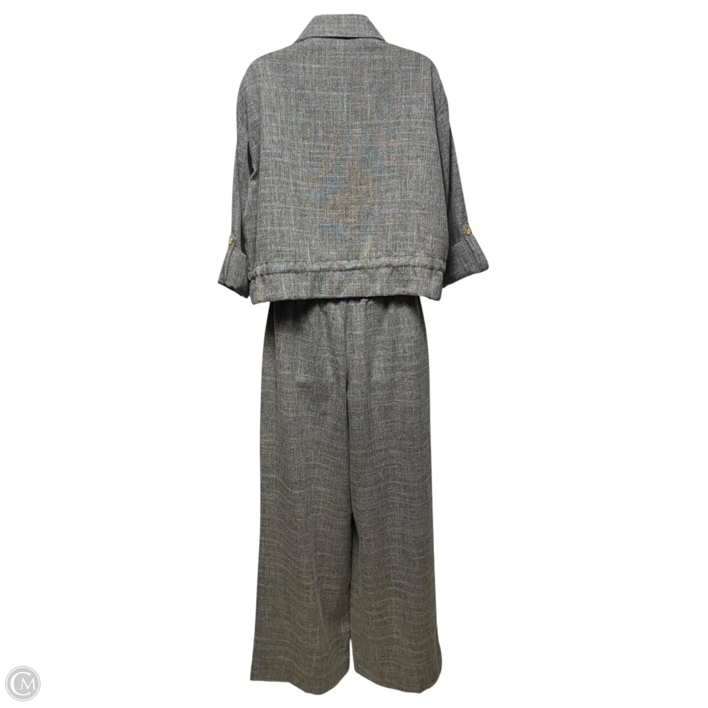Jaspe Safari Matching Jacket & Flecked Wide Leg Trousers Suit Set 2 Piece  By Zara In Grey, Size: S